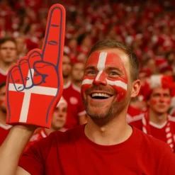 støtte til det danske fodboldlandshold. Vi har alt fra klaphatte, fodbolde, flag, tørklæder, t-shirts og kasketter og meget mere på lager i webshoppen.